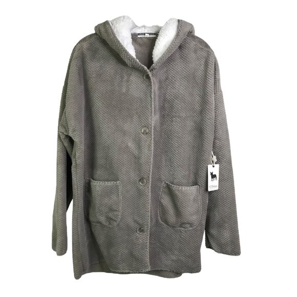 PJ Salvage Long Cardigan Womens Size Medium Gray Long Sleeve Soft Fleece NWT - Picture 1 of 10